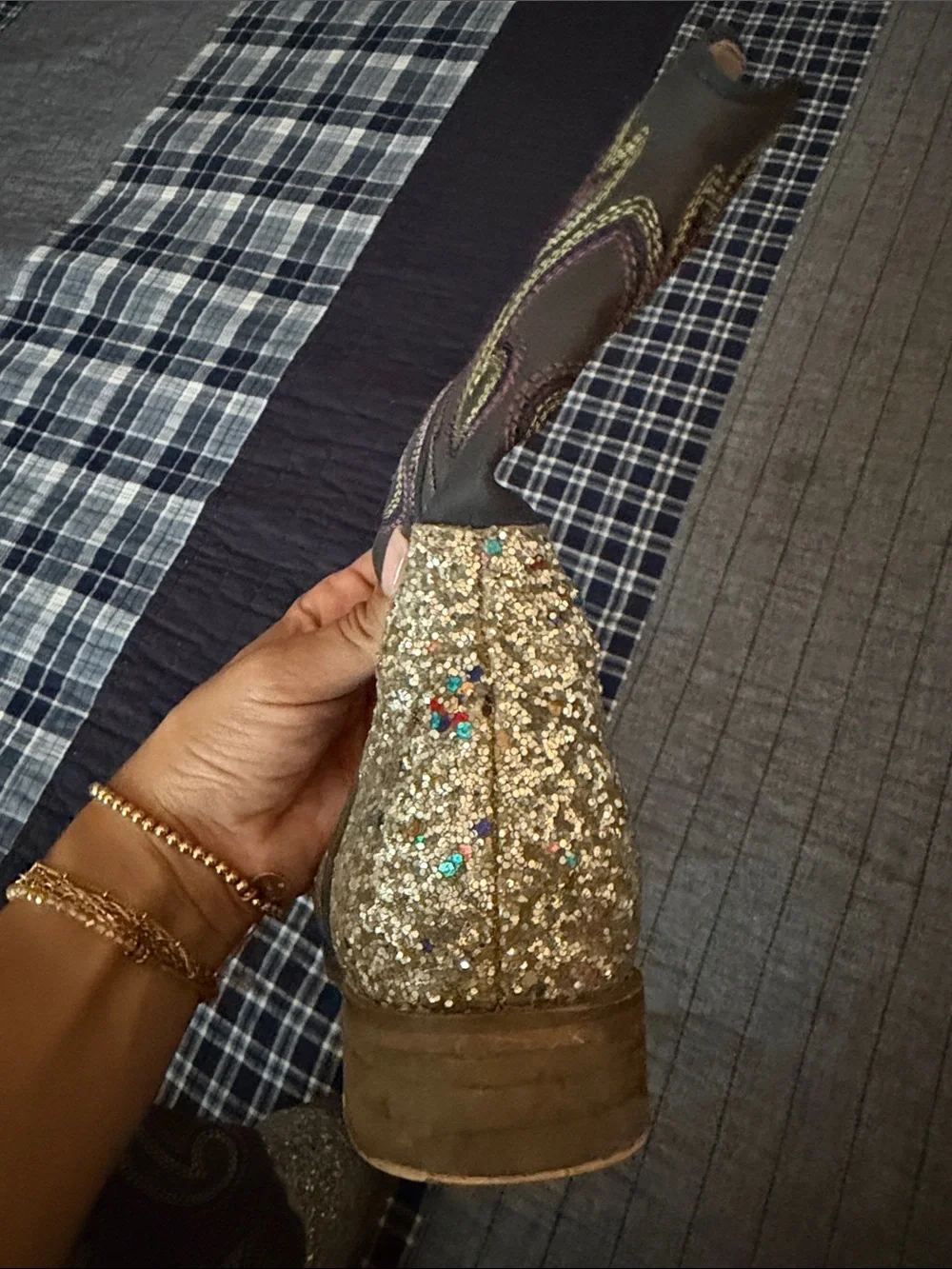 Gold Glitter Western Cowgirl Boots - little girls